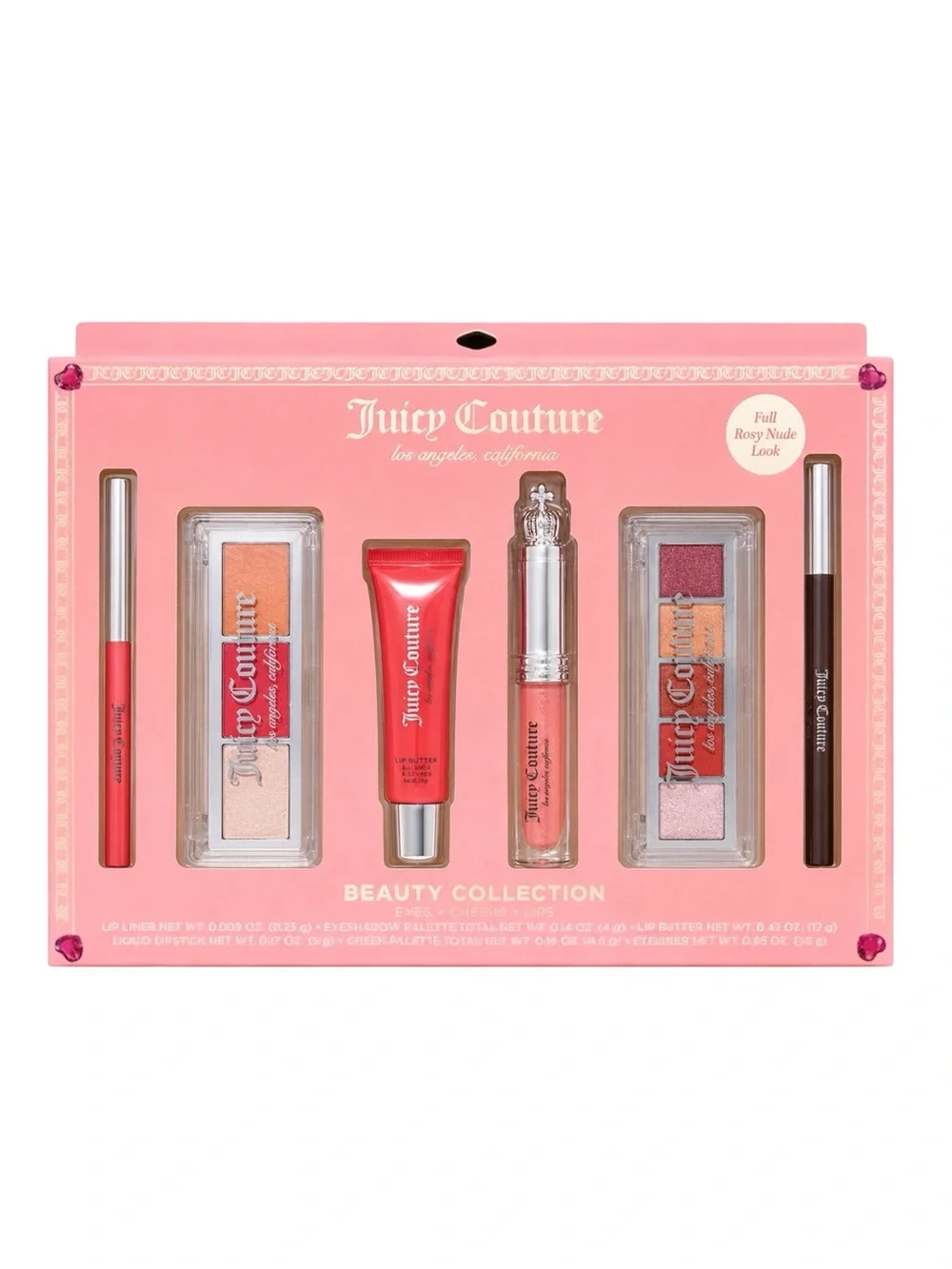 Juicy Couture Beauty Collection Eyes Cheeks Lips Makeup Gift Set Rosy Nude Look
